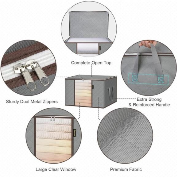 2 Pack Clothes Storage Bags, 24 Gallon Storage Containers with Handle Sturdy - Picture 3 of 7